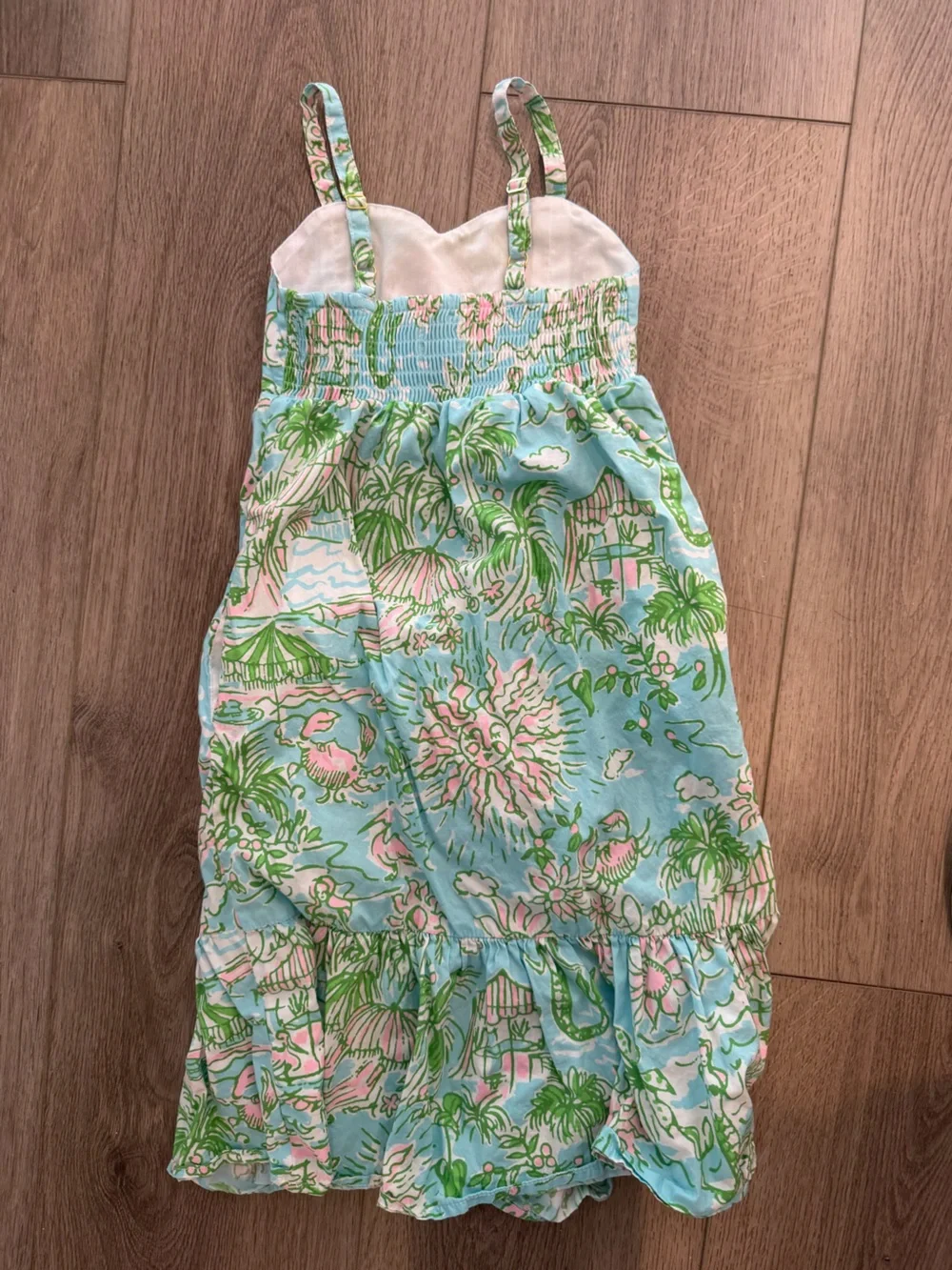 Lilly Pulitzer Girls Light Blue Tropical Print Sundress